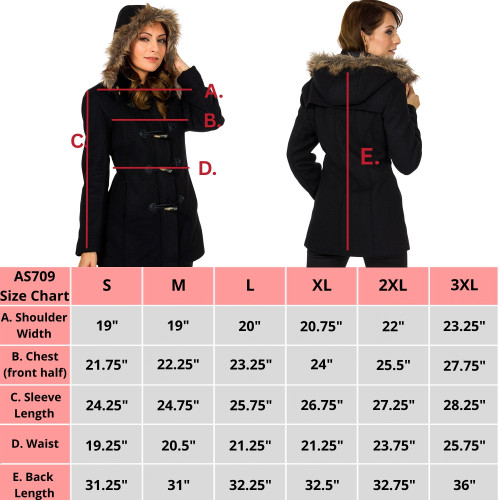 Alpine Swiss Duffy Womens Wool Coat Fur Trim Hooded Parka Jacket